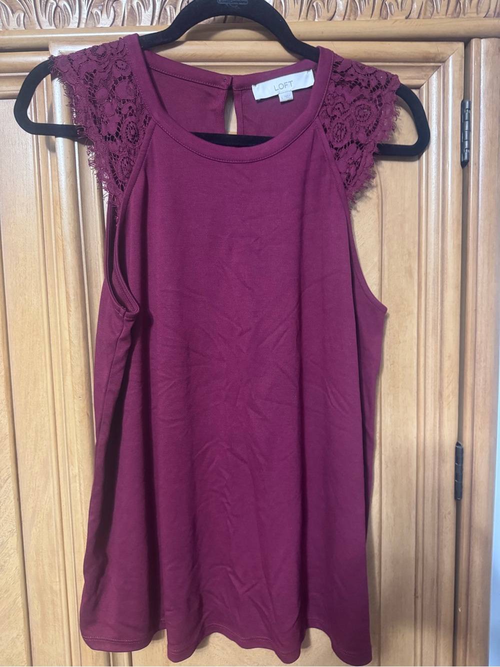 LOFT Burgundy Lace Tank Top